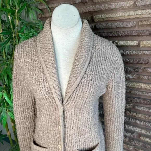 duet Creations Vintage Taupe Ribbed Knit Cardigan Sweater  Made in Hong Kong - Picture 5 of 7